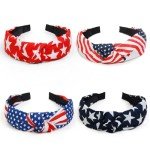 Patriotic American Flag Headbands for Women - 4 Pack