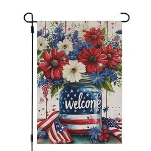 Patriotic 4th of July Garden Flag - Burlap 12x18