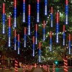 Patriotic LED Meteor Shower Lights for Holidays