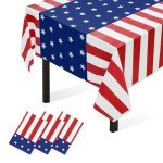 3 Pack Patriotic Disposable Tablecloths for Parties