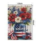 Patriotic 4th of July Garden Flag - Burlap 12x18