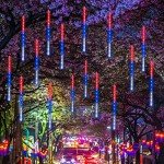 Patriotic LED Meteor Shower Lights for Holidays