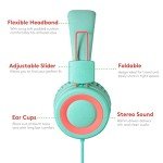 Foldable Kids Headphones with 3.5mm Jack - Mint