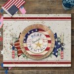 4th of July Patriotic Burlap Placemats Set of 4