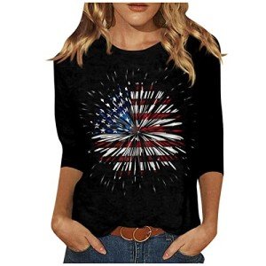 Fourth of July Women's Casual Flag Shirt