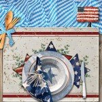 4th of July Patriotic Burlap Placemats Set of 4
