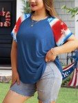 Cute Plus Size USA Flag Summer Tee