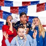 4 Pack Patriotic Tinsel Fringe Garland Curtains