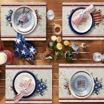 4th of July Patriotic Burlap Placemats Set of 4