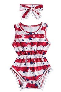 Cute Infant Girls' Patriotic July Romper Outfit