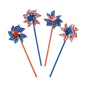 Patriotic American Flag Pinwheels - Set of 36