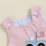 Cute Striped Sleeveless Baby Romper Outfit