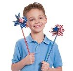 Patriotic American Flag Pinwheels - Set of 36