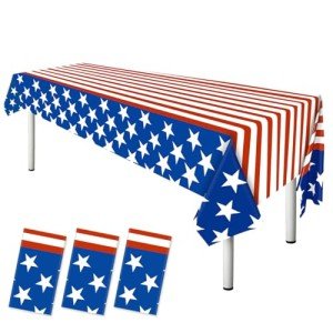 American Flag Tablecloths for Patriotic Parties - 3 Pack