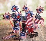 Patriotic American Flag Pinwheels - Set of 36