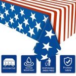 American Flag Tablecloths for Patriotic Parties - 3 Pack