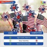 Patriotic American Flag Pinwheels - Set of 36