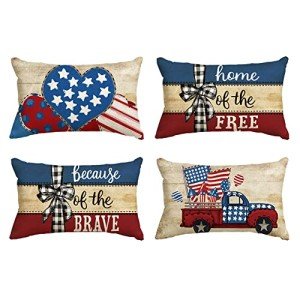 Patriotic Buffalo Plaid Throw Pillow Covers Set