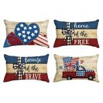 Patriotic Buffalo Plaid Throw Pillow Covers Set
