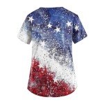 Fourth of July Scrub Tops for Women
