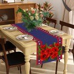 Patriotic Red Poppies Table Runner - 13x72 Inch