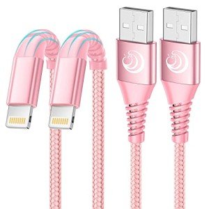 Pink iPhone Charger 6ft USB A to Lightning, 2-Pack