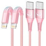 Pink iPhone Charger 6ft USB A to Lightning, 2-Pack