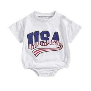 4th of July Baby Outfit - Retro USA Romper