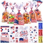 180 Pack Patriotic Candy Treat Bags with Ties
