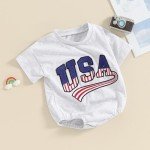 4th of July Baby Outfit - Retro USA Romper