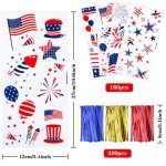 180 Pack Patriotic Candy Treat Bags with Ties