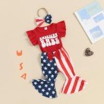 Red White Blue Baby Girl Outfit Set
