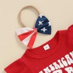 Red White Blue Baby Girl Outfit Set