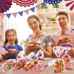 180 Pack Patriotic Candy Treat Bags with Ties