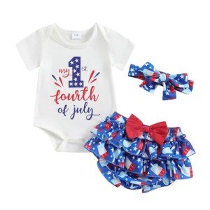 Cute Baby Girl's 4th of July Romper Outfit