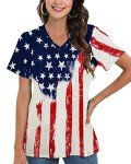 Patriotic V-Neck American Flag Shirt for Women