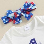 Cute Baby Girl's 4th of July Romper Outfit