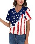 Patriotic V-Neck American Flag Shirt for Women
