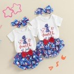 Cute Baby Girl's 4th of July Romper Outfit