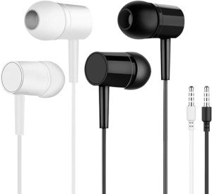 2-Pack Wired Earbuds with Microphone - Black & White