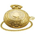 Gold Shield Men's Quartz Pocket Watch with Chain