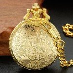 Gold Shield Men's Quartz Pocket Watch with Chain