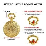 Gold Shield Men's Quartz Pocket Watch with Chain