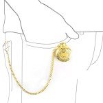 Gold Shield Men's Quartz Pocket Watch with Chain
