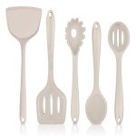 Silicone Cooking Utensils Set of 5 - Khaki