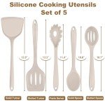 Silicone Cooking Utensils Set of 5 - Khaki