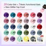 30PCS Gel Nail Polish Set - Classic Colors & Coats