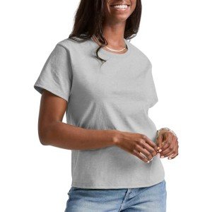 Hanes Women's Cotton Crewneck Tee - Light Steel