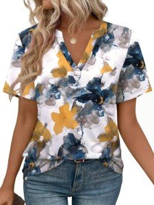 Plus Size Floral Summer Tops for Women