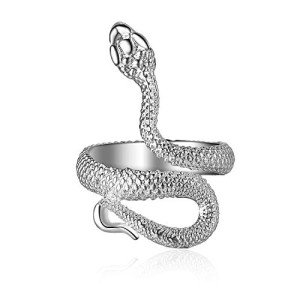 Adjustable Silver Snake Ring for Women and Men